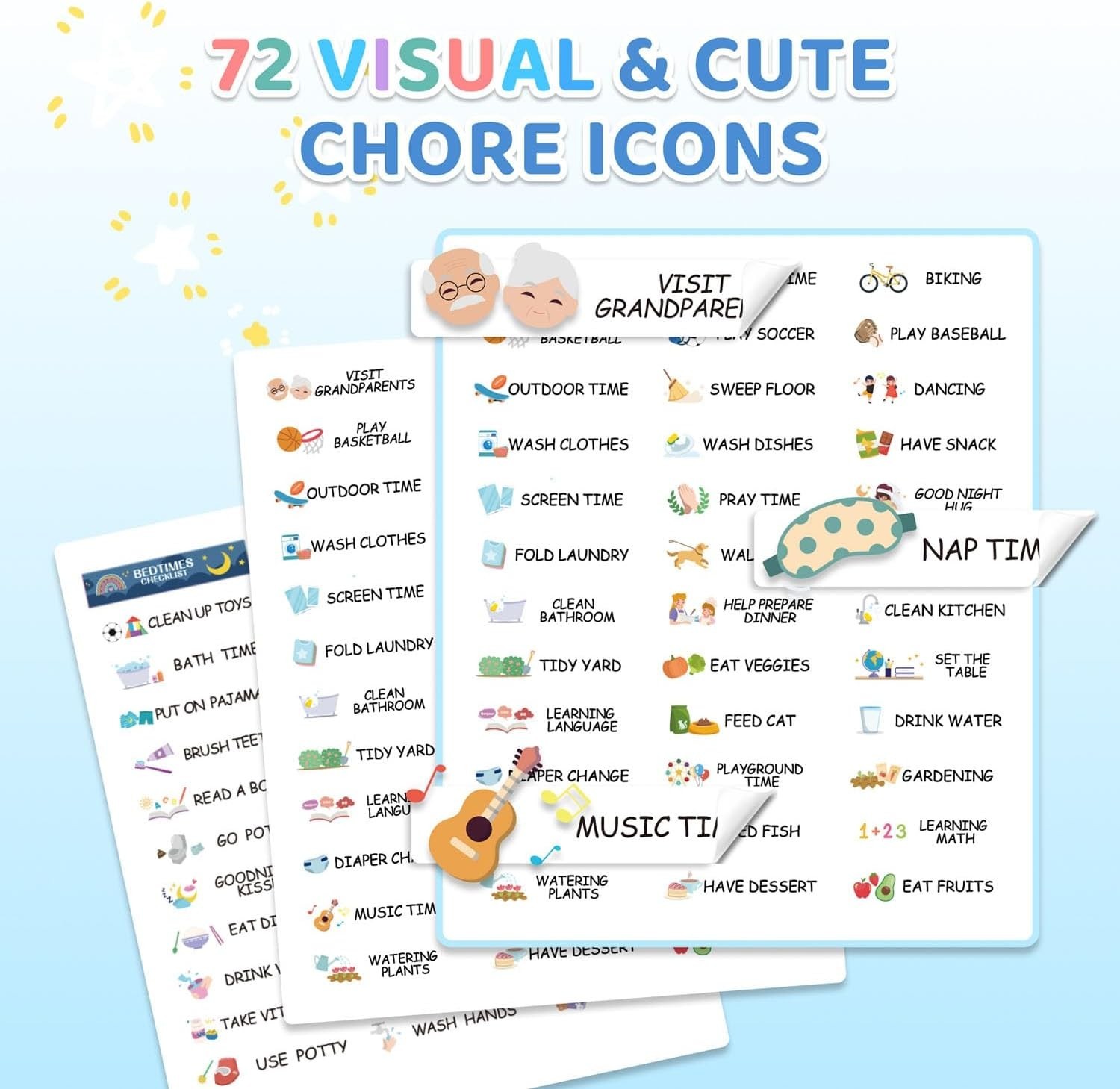 2 in 1 Bedtime/Morning Routine Chart for Kids Toddlers, Magnetic Chore Chart …