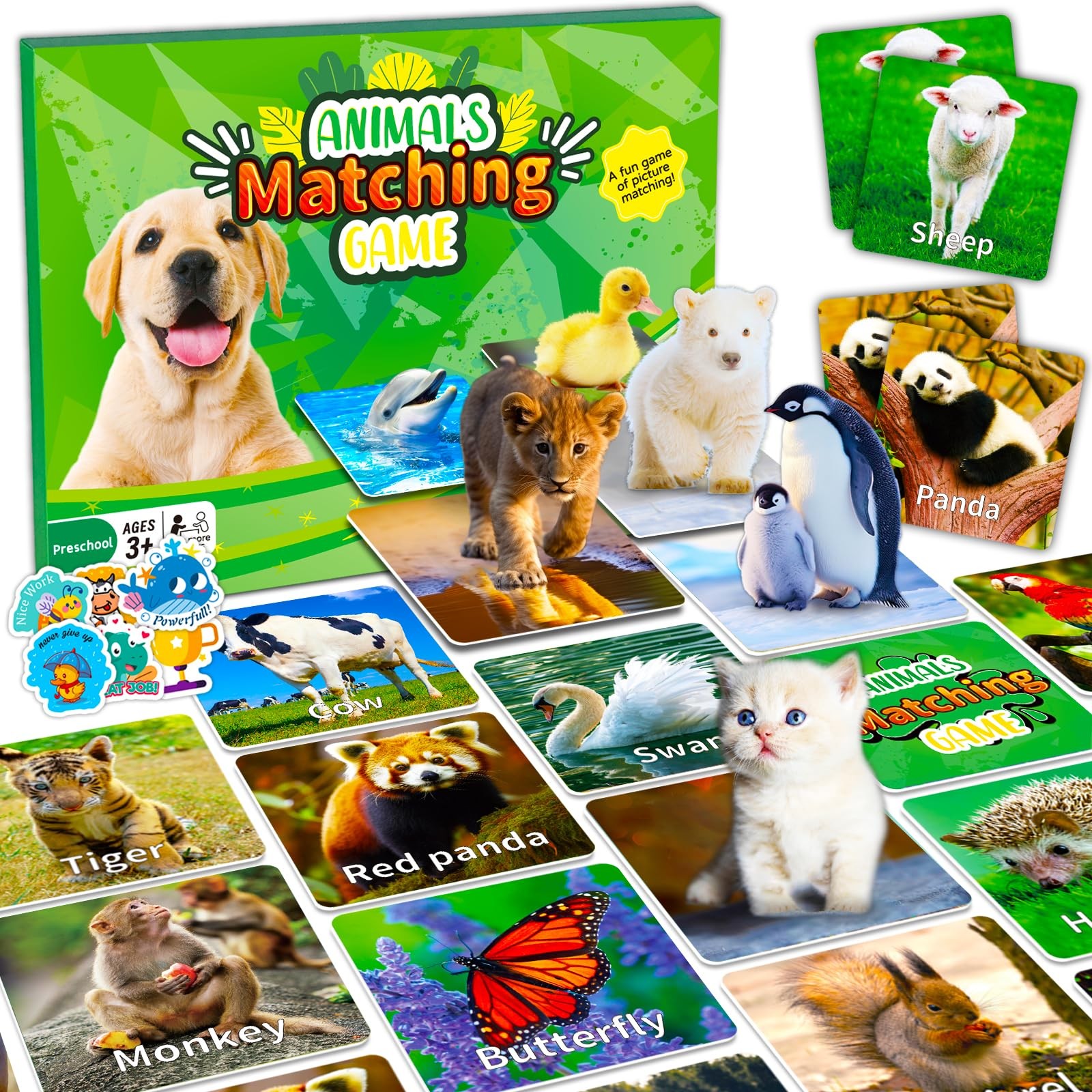 YTSQLER Animal Matching Game for Kids 100PCS Memory Card Game for Toddlers Pr…