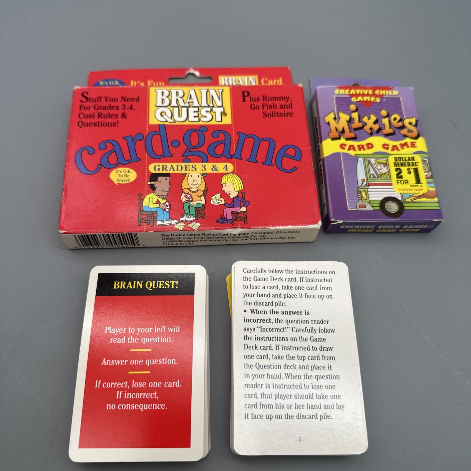 Vtg Brain Quest Card Game Grades 3 & 4 Question & Answer Contest 1996 + Bonus