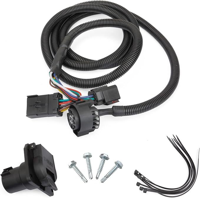 MITZONE 7-Foot 7-Pin Truck Bed Trailer Wiring Plug Harness Extension Compatible