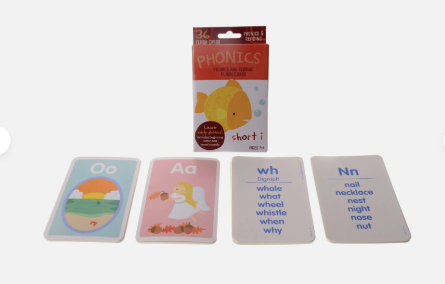 52 Alphabet Fun Flash Cards + 36 flash cards PHONICS short i + Go fish card game
