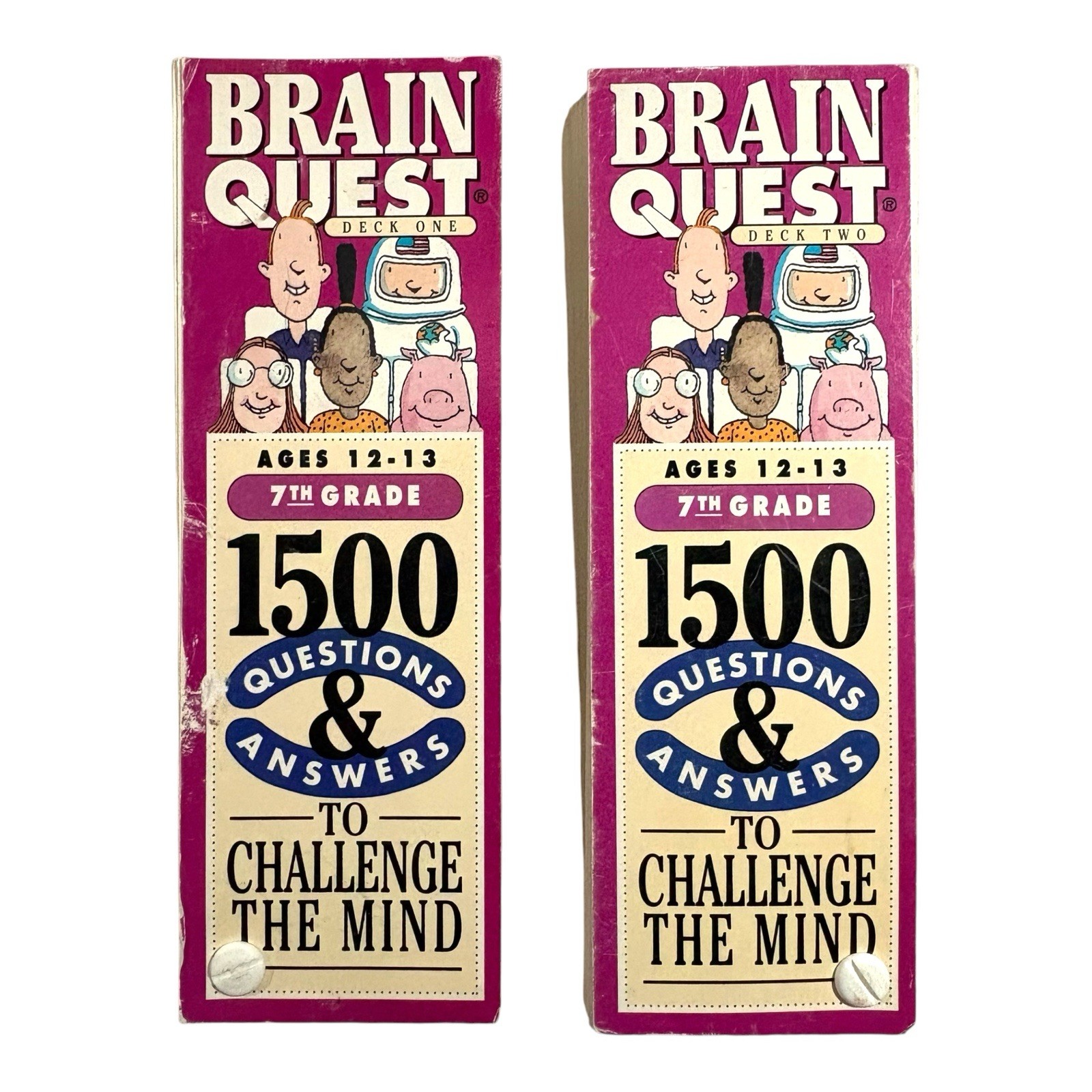 Lot of 4 Brain Quest Decks, Grades 6 & 7, Ages 11-13, 6000 Questions, Vtg 1992