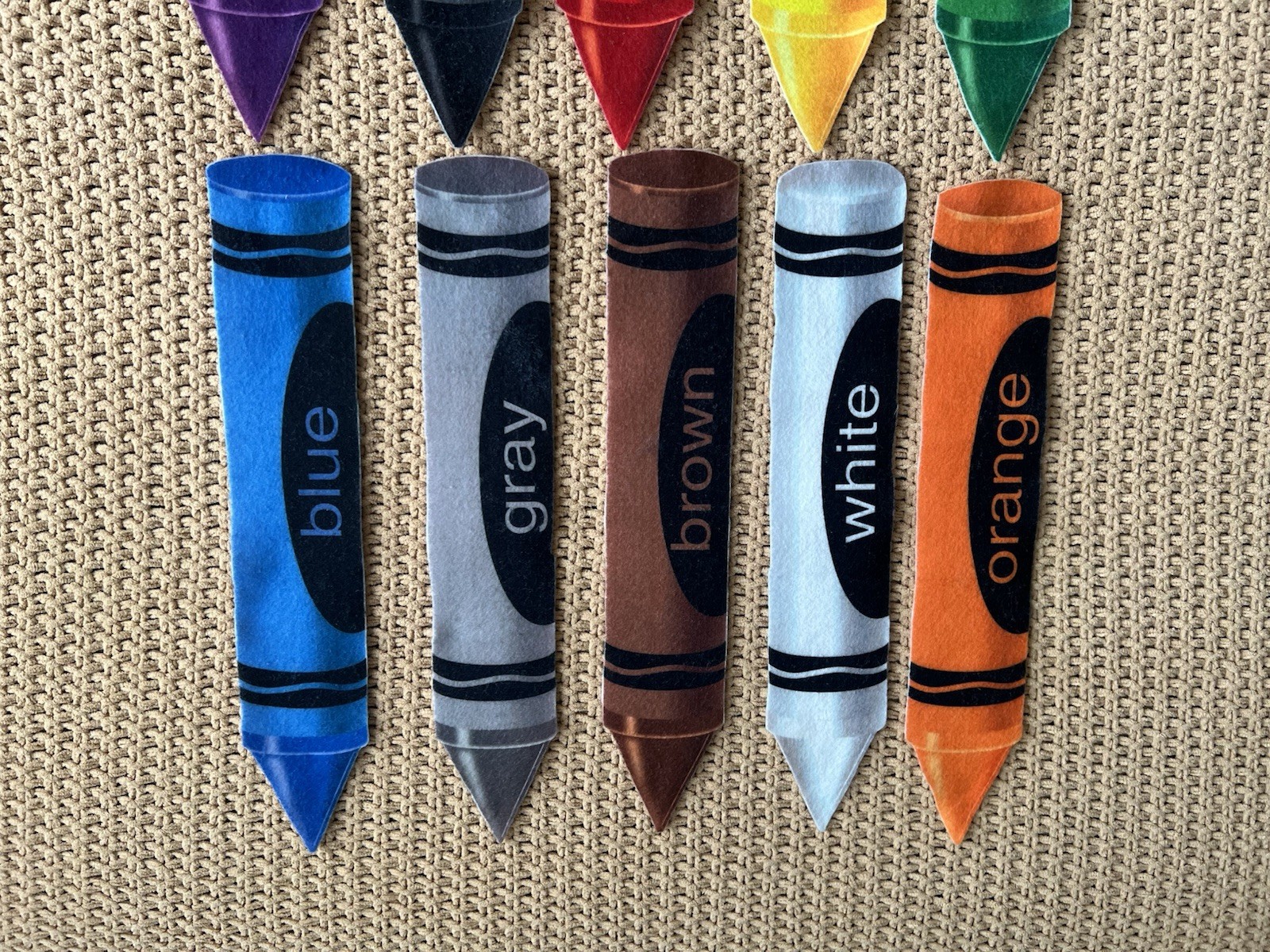 Learning Time Colors Crayon Felt Flannel Board Figures Set 10 Piece