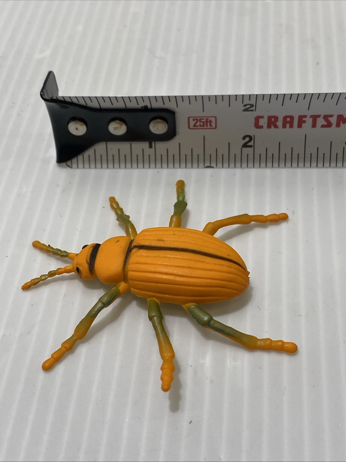 Vintage Orange Yellow Plastic Beetle Insect Bug 2.5″ Toy Figure Fake Joke Gag