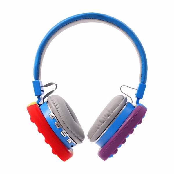 Blue Pop It Fidget Wireless Headset Kids Stress Relief Decompression Toy