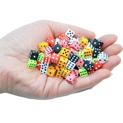 100 Assorted D6 Mini Tiny Dice Game Dot Square Dice for Square Corner-D8mm