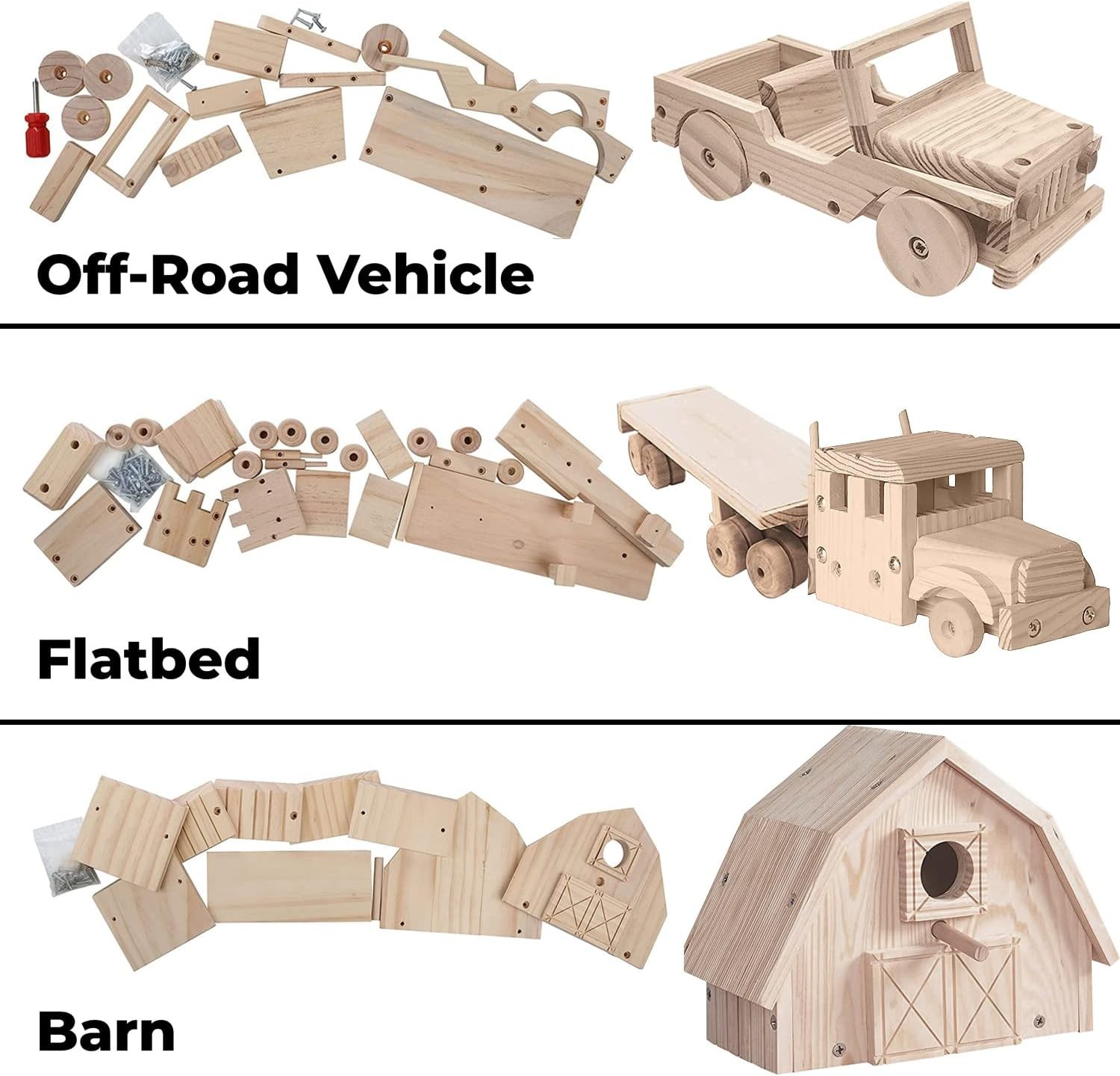 Building Kit for Kids and Adults, with 3 Educational DIY Carpentry Construction