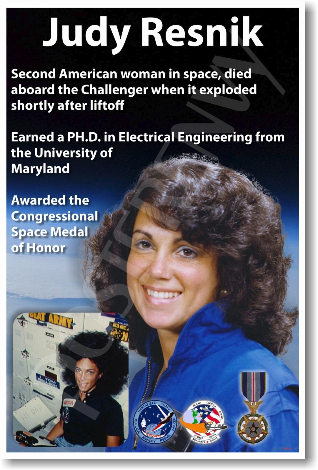 Judy Resnik – NEW NASA American Astronaut Space Exploration POSTER