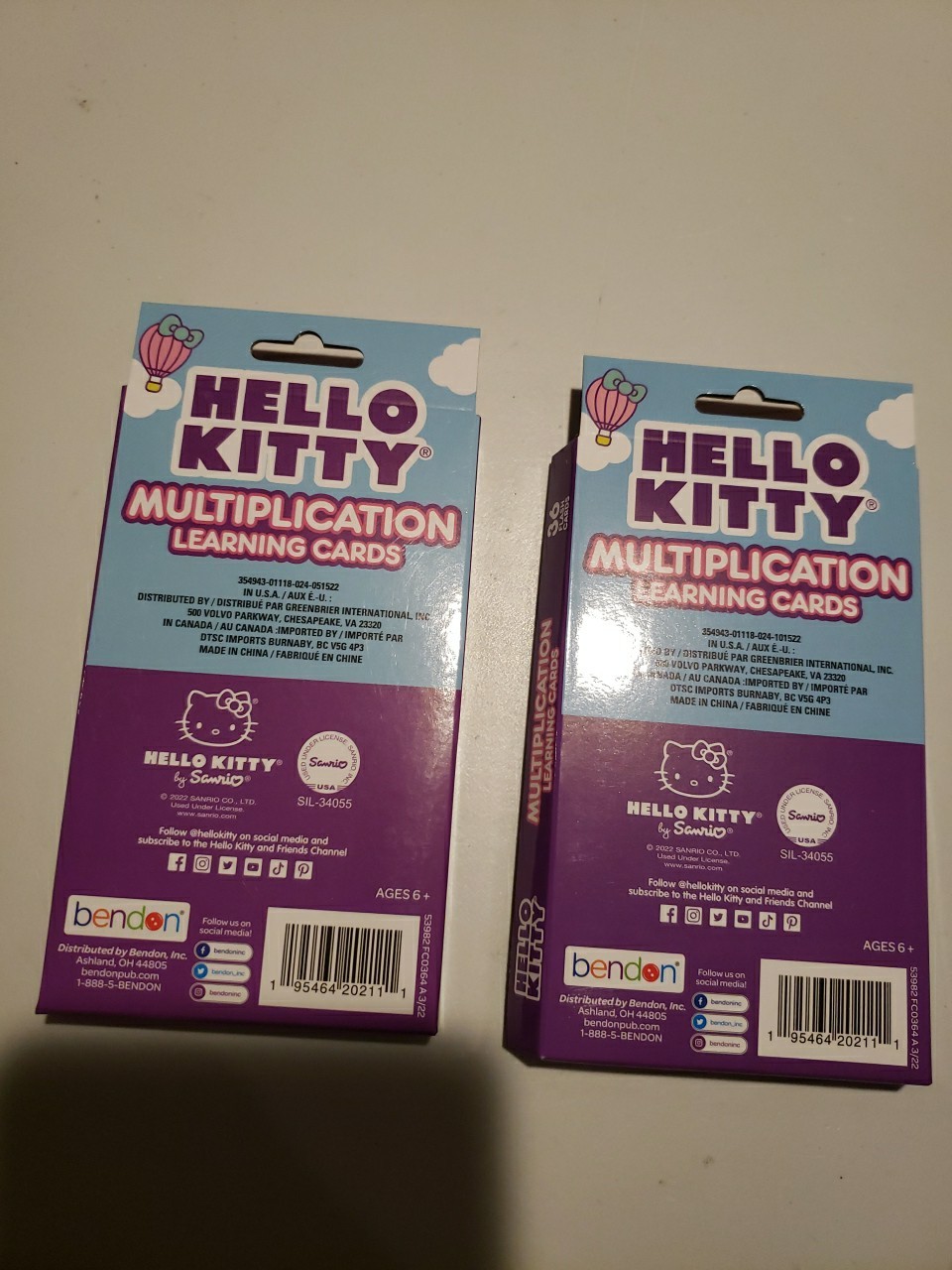 Hello Kitty Math Multiplication Learning 36 Flash Cards 2 Boxes Ages 6+ New