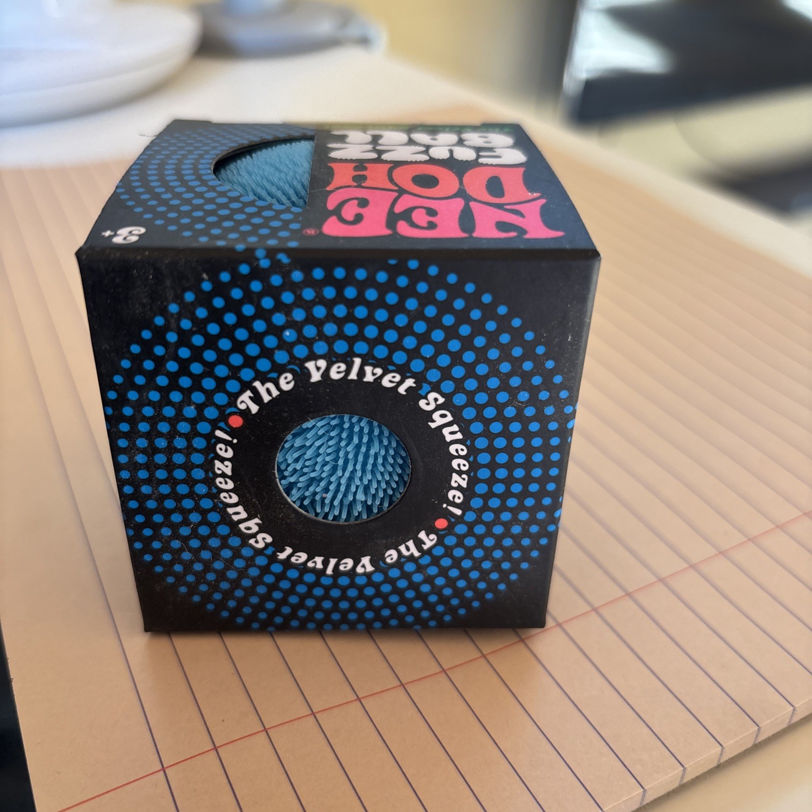 Needoh FUZZ BALL The Velvet Squeeze Nee Doh Squish Ball NEE-DOH Fuzzball Blue