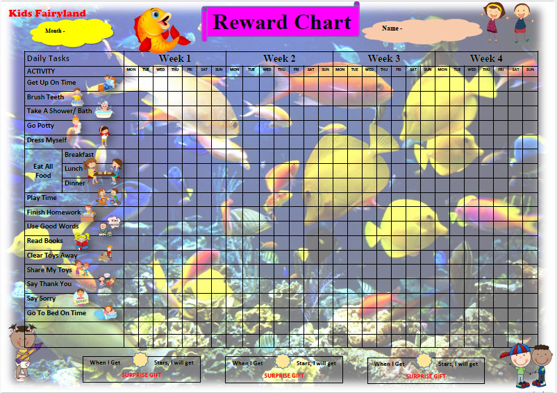 A3 Size Reward Chart Kids for Behavior Chore Charts with Stickers