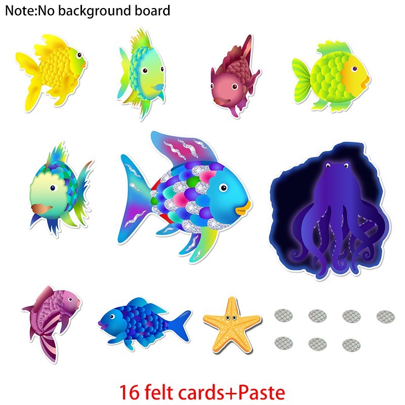 Rainbow Fish Felt Story Set 16-Pcs Flannel Board Educational Toys Preschool Kids