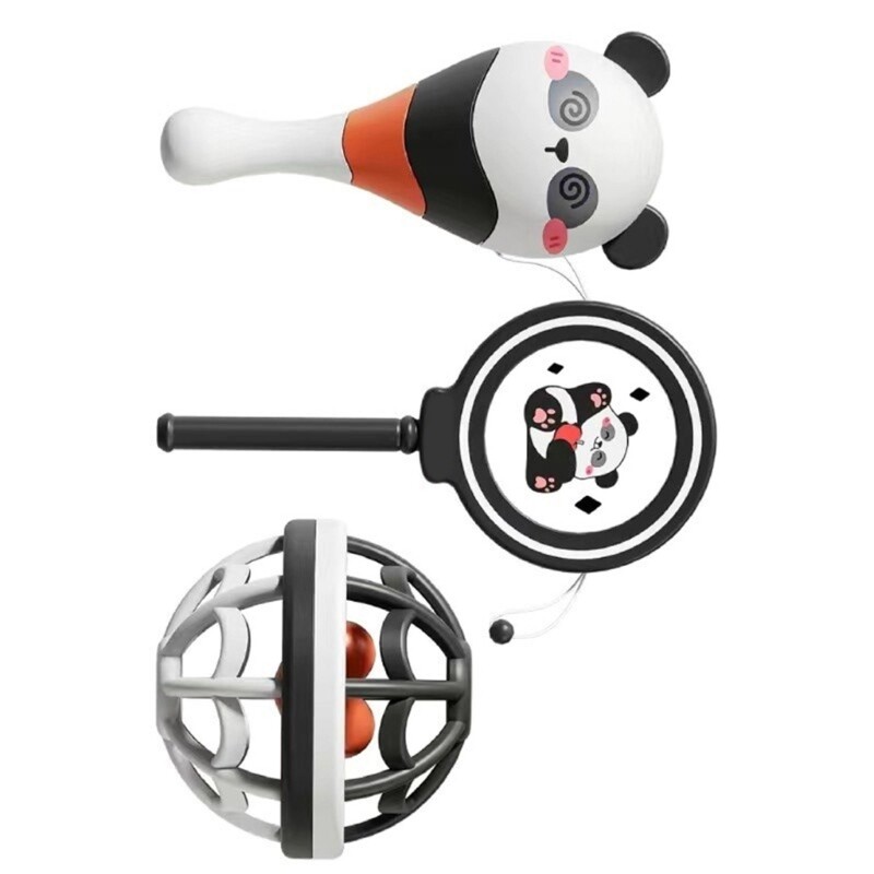 Handheld Shaker Toy for Infant Cartoon Panda Shape Newborns Gift Fun Activity
