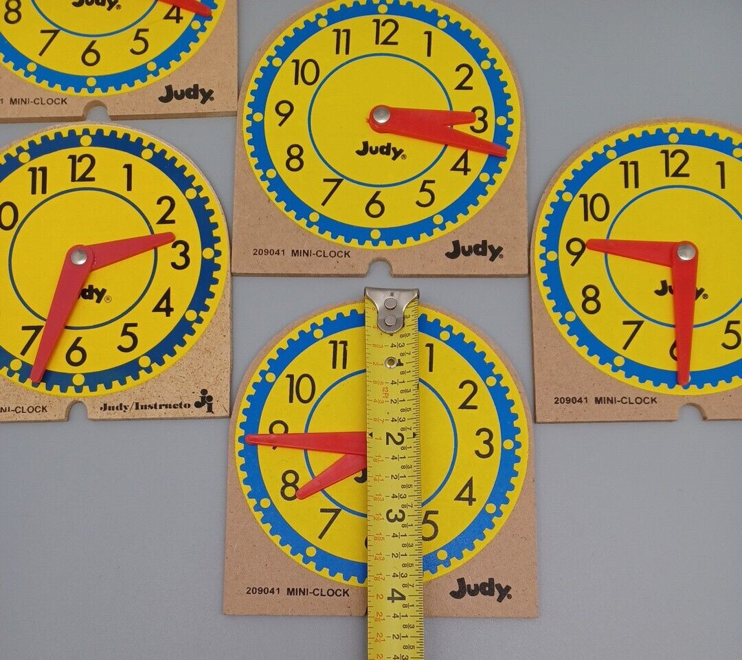 Lot of 5 Judy Instructional Analog Teaching Mini Clocks