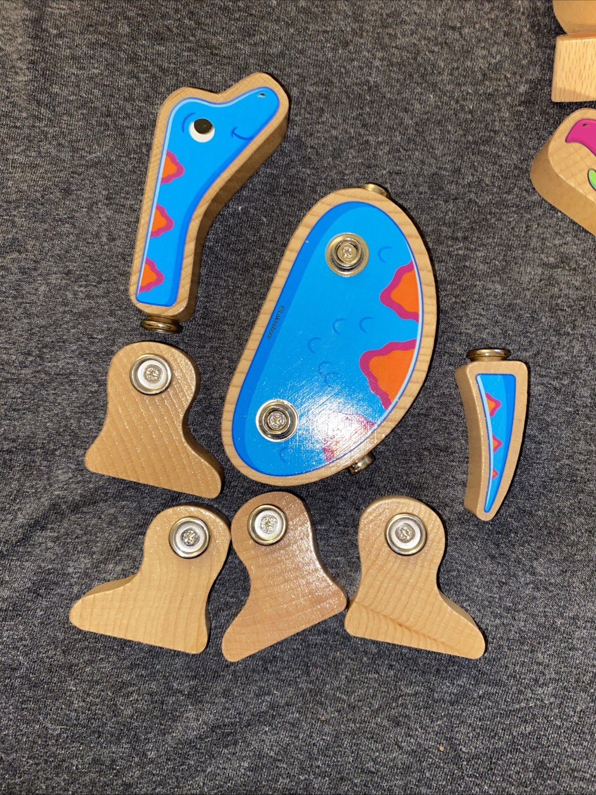 Snap Dinosaur Wooden Toy Set- Mix & Match 37 Pieces — NOT COMPLETE