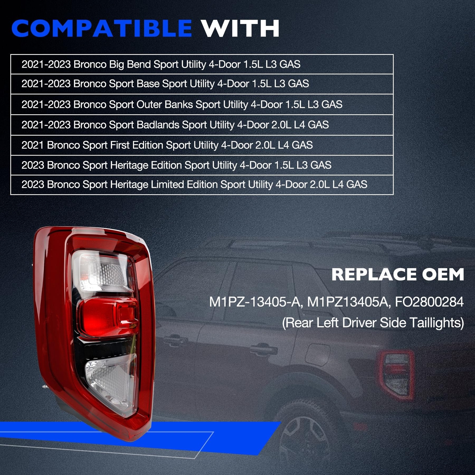 Tail Lights Compatible with 2021 2022 2023 Ford Bronco Sport – Taillights Ass…