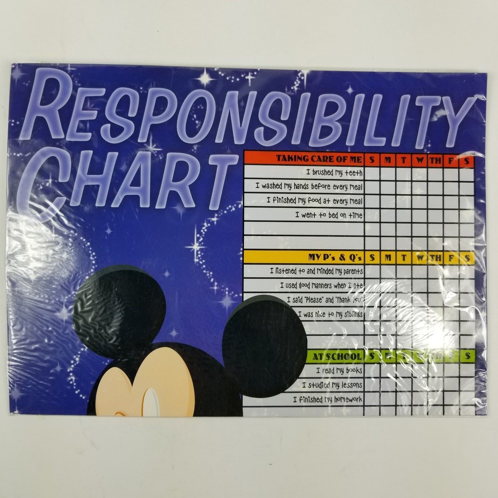 Disney Mickey Mouse Responsibility Chore Chart Dry Erase Marker Sealed New