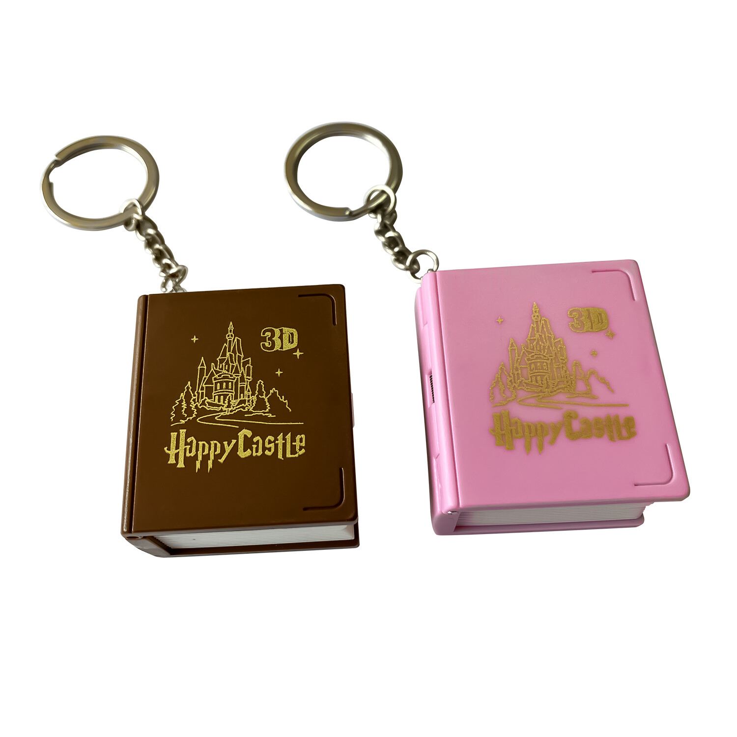 3D Dinosaur Stereoscopic Book Pop Up Astronaut Castle Basketball Key Chain x 2