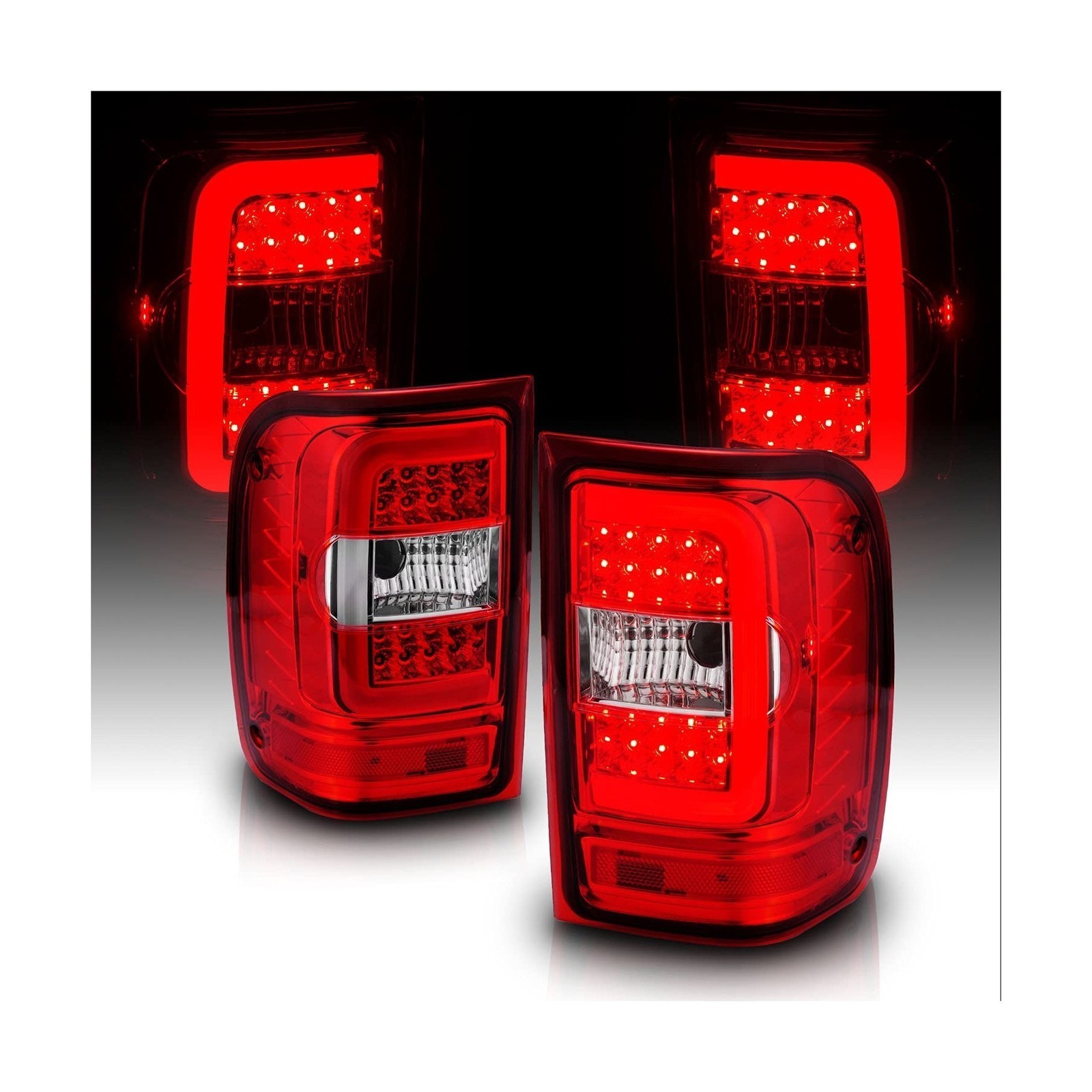 AmeriLite for 2001-2011 Ford Ranger C-Type LED Tube Ruby Red Replacement Brak…