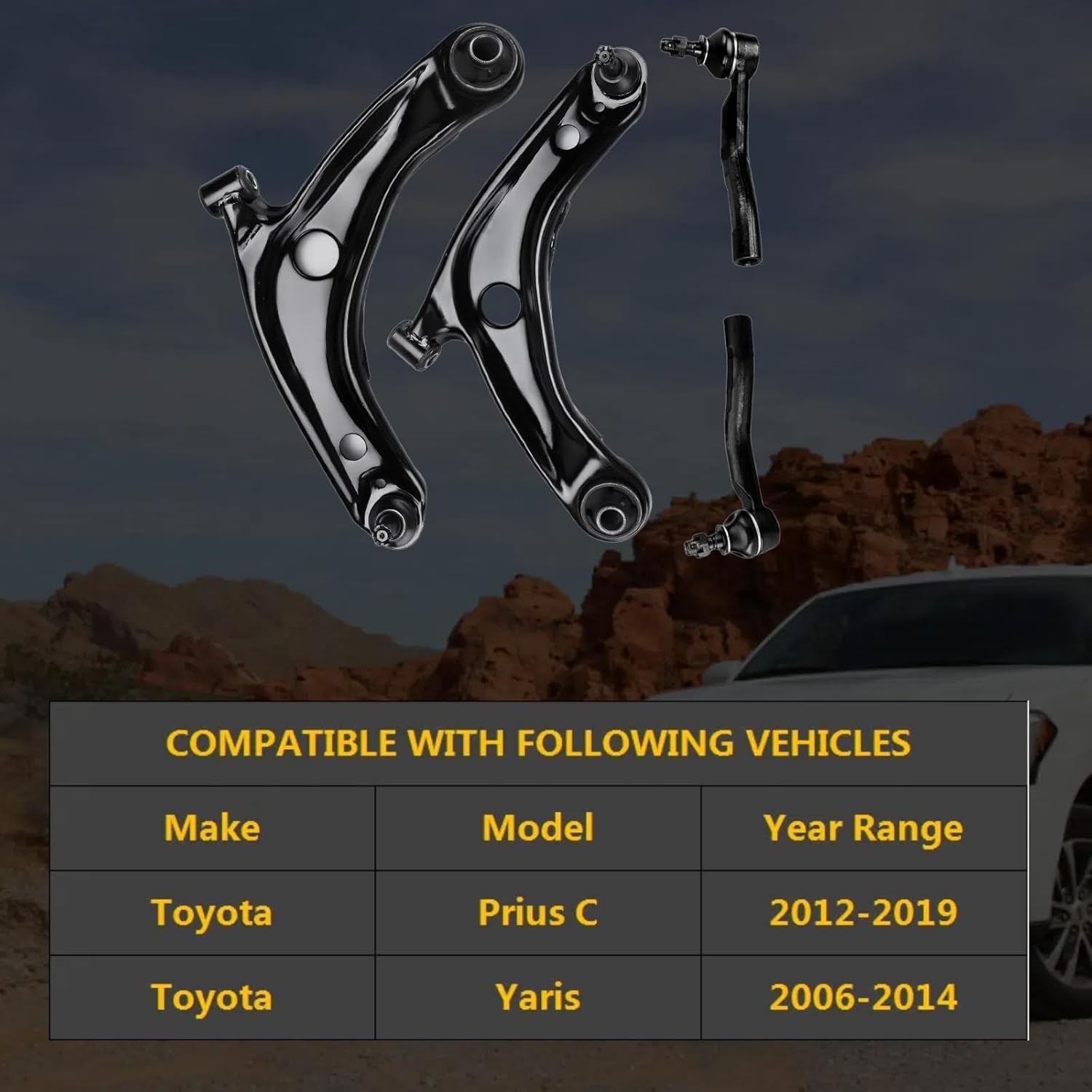 4pc Front Lower Control Arm Kit for Toyota Yaris 2006 2007 2008 2009 2010 2011