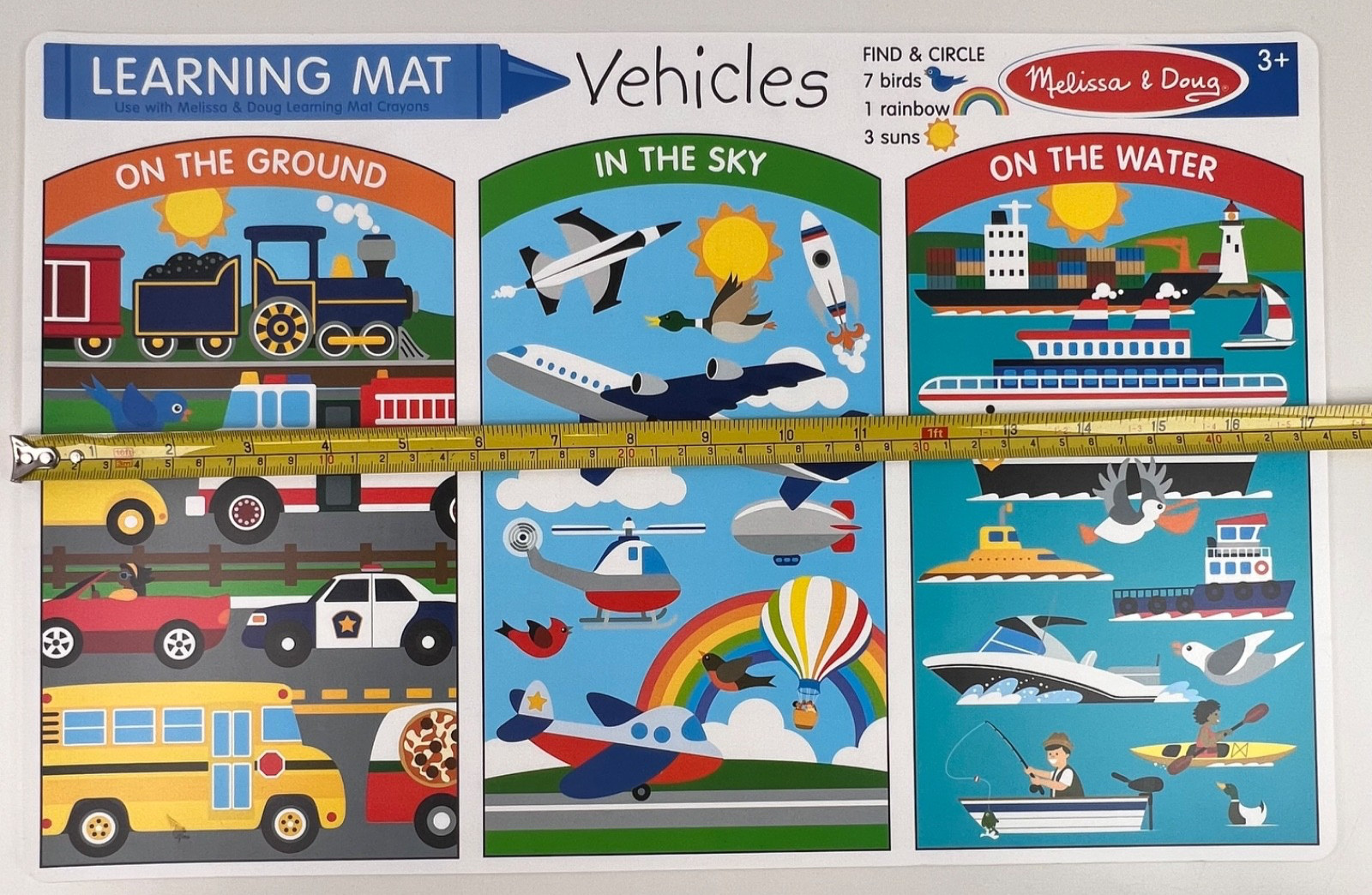 Melissa & Doug Learning Mat Vehicles Reusable Dry-Erase Activity Mat 3+