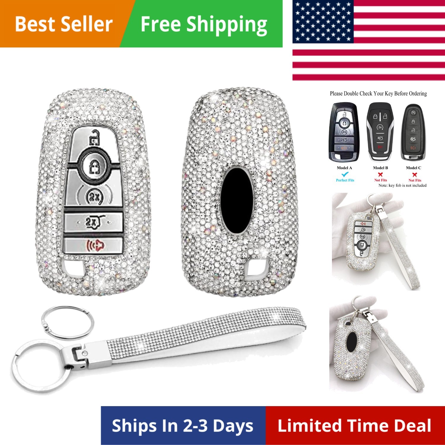 Key Fob Cover Case Keychain Compatible with Ford Explorer Edge Mustang Fusion…