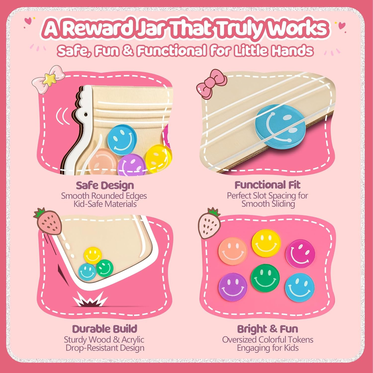 Magnetic Reward Jars for Kids – Smiley Tokens Behavior Chart System SHIPS FREE