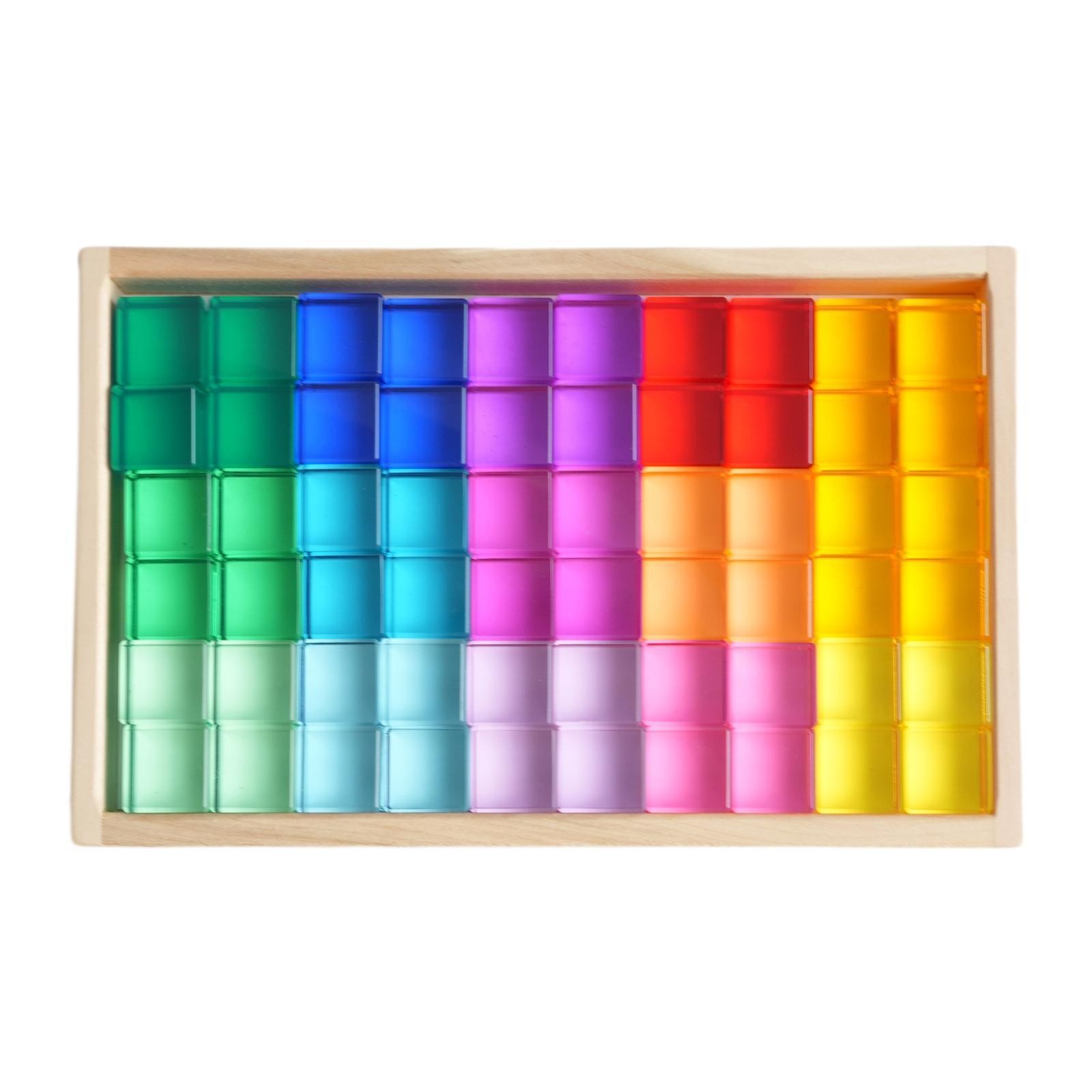 60Pcs Acrylic Cubes Sensory Training Toys Translucent