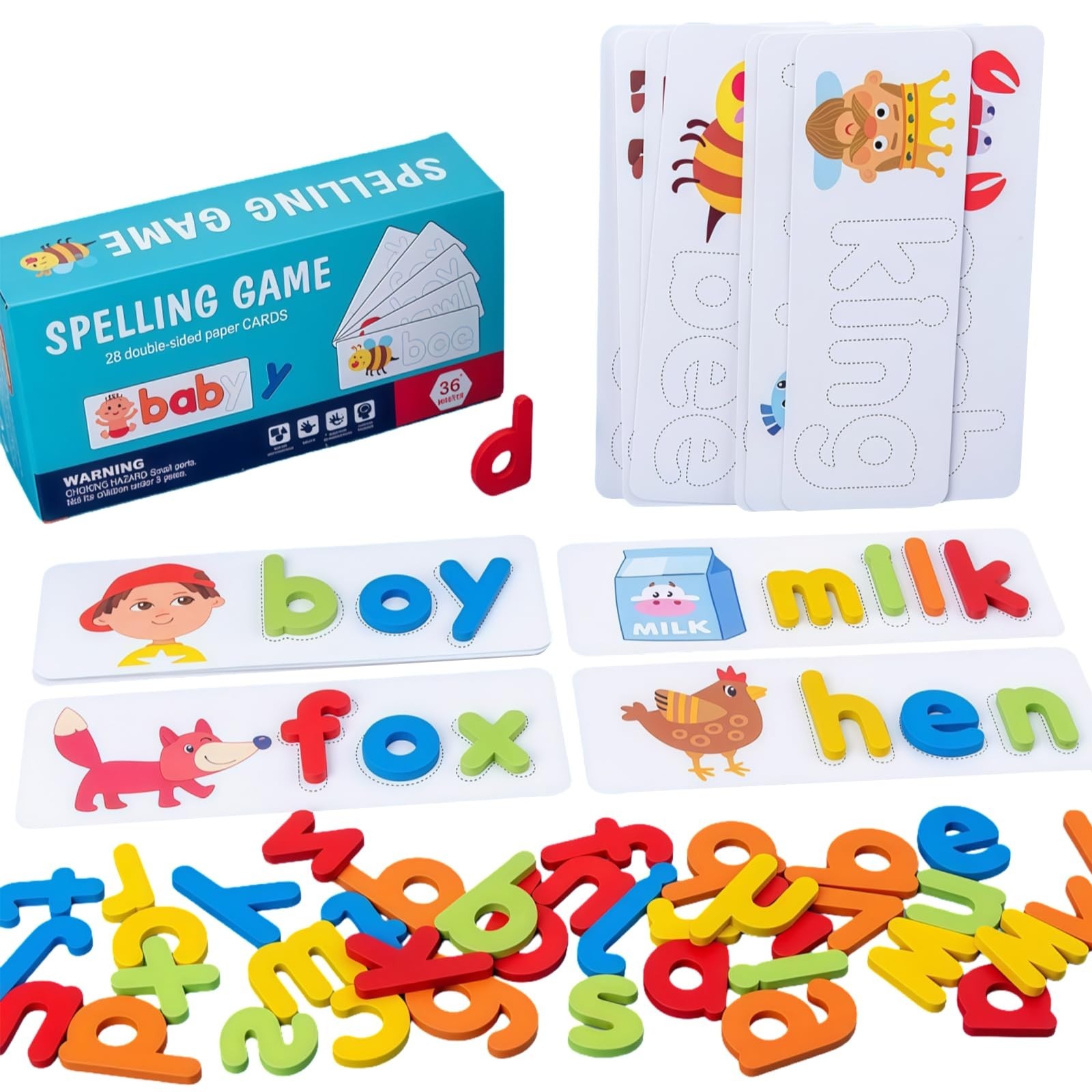 CVC Word Spelling & Letter Matching Game | Early Literacy STEM Cards for Kids 3-