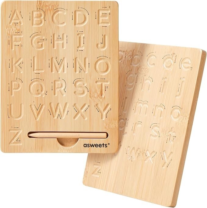 Asweets Montessori Wooden Alphabet Tracing Board Wood Letter Practicing Board