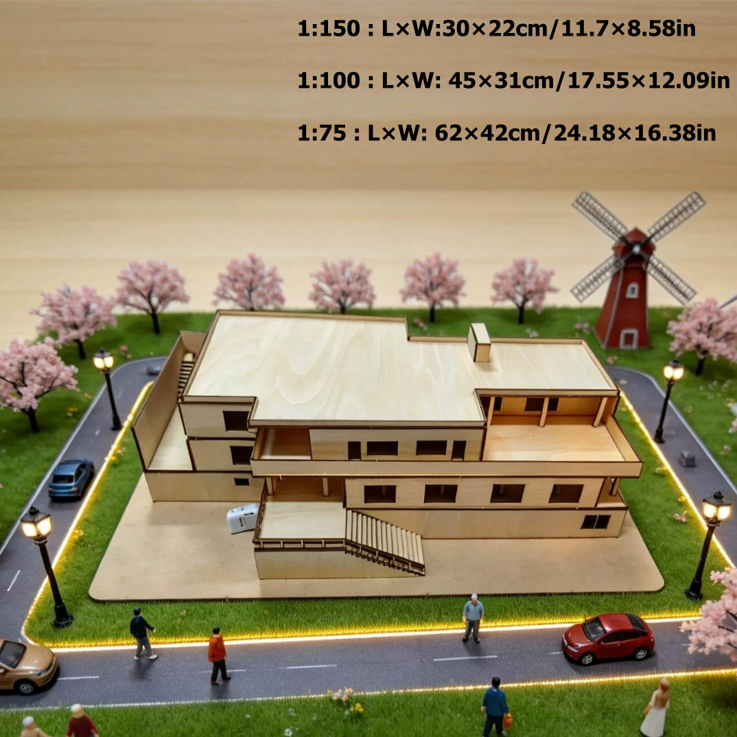 1:75/100/150 Villa Tugendhat Wooden Assembly Model Architectural Handcraft Kit
