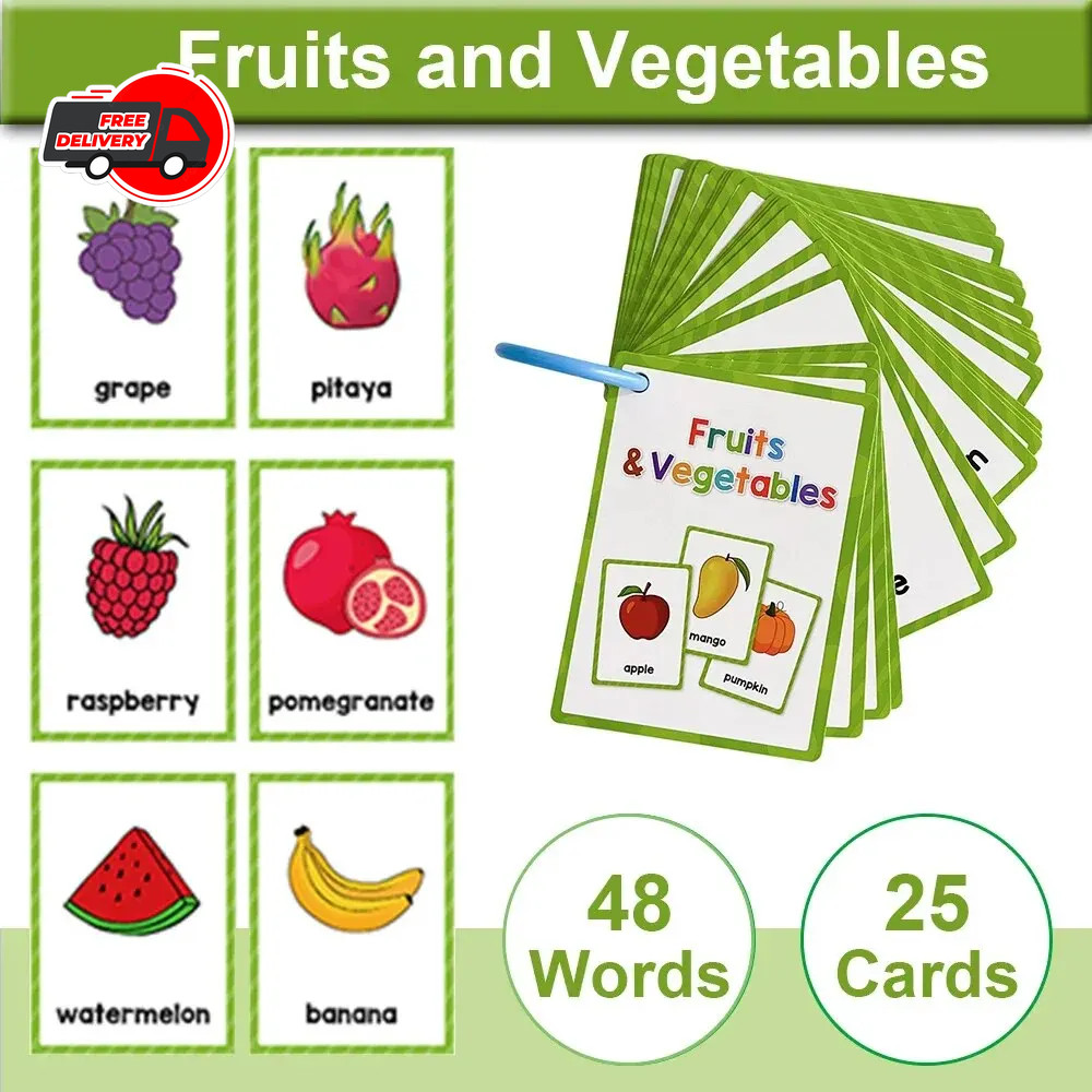 Montessori English Vocabulary Learning Cards for Kids Kindergarten Teaching Aids