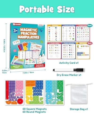 Magnetic Fraction Educational Puzzle, Magnetic Fraction Demonstration Book with