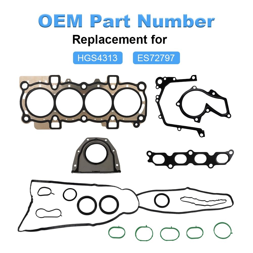 Engine Cylinder Head Gasket Set with Bolts Compatible with Ford Fiesta 1.6L