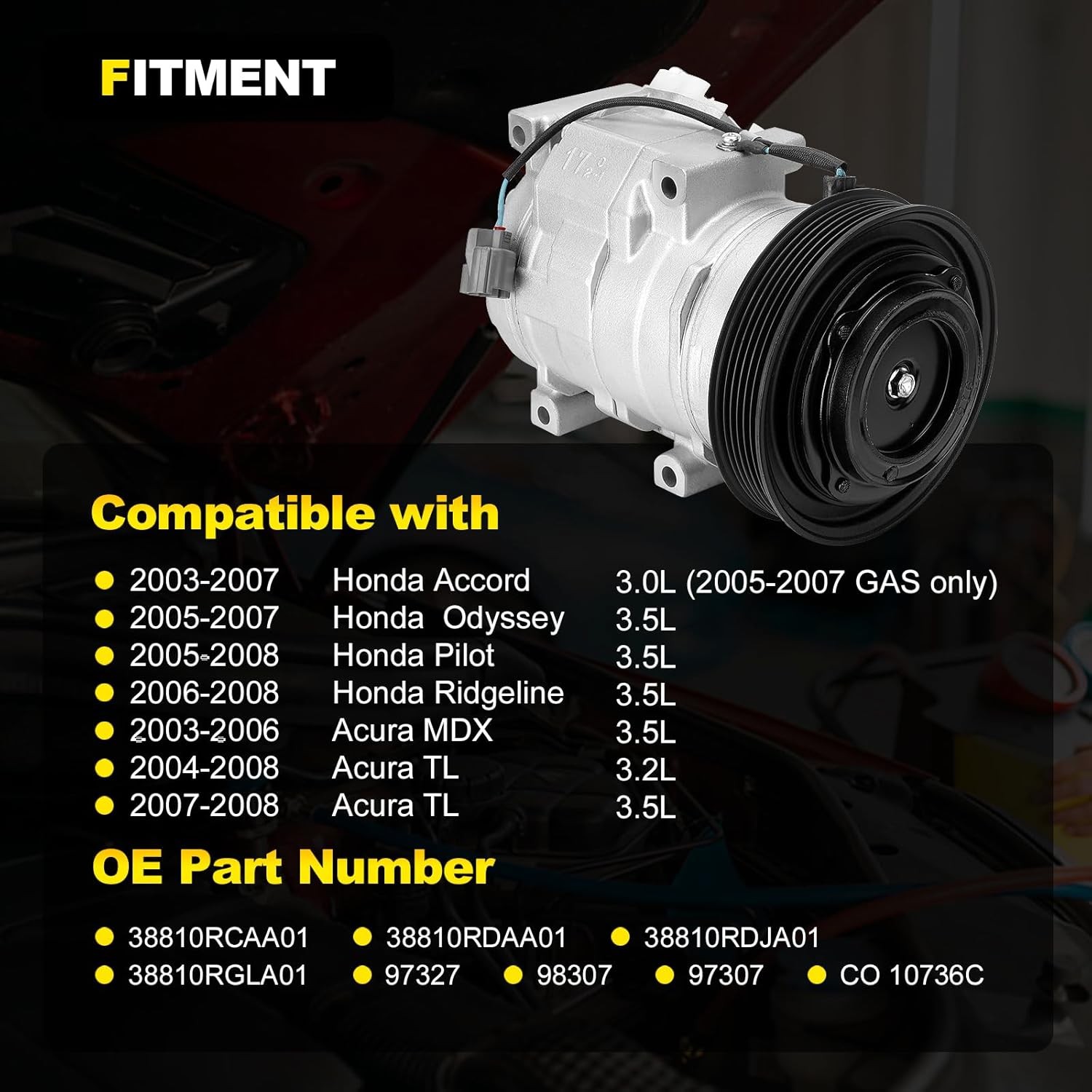 AC Compressor Honda Accord Odyssey Pilot 3.0L w Clutch