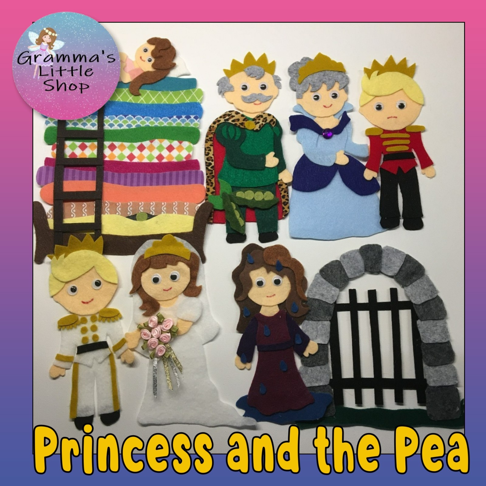 The Princess on the Pea Fairy Tale Felt Pieces for Felt/Flannel Board Play