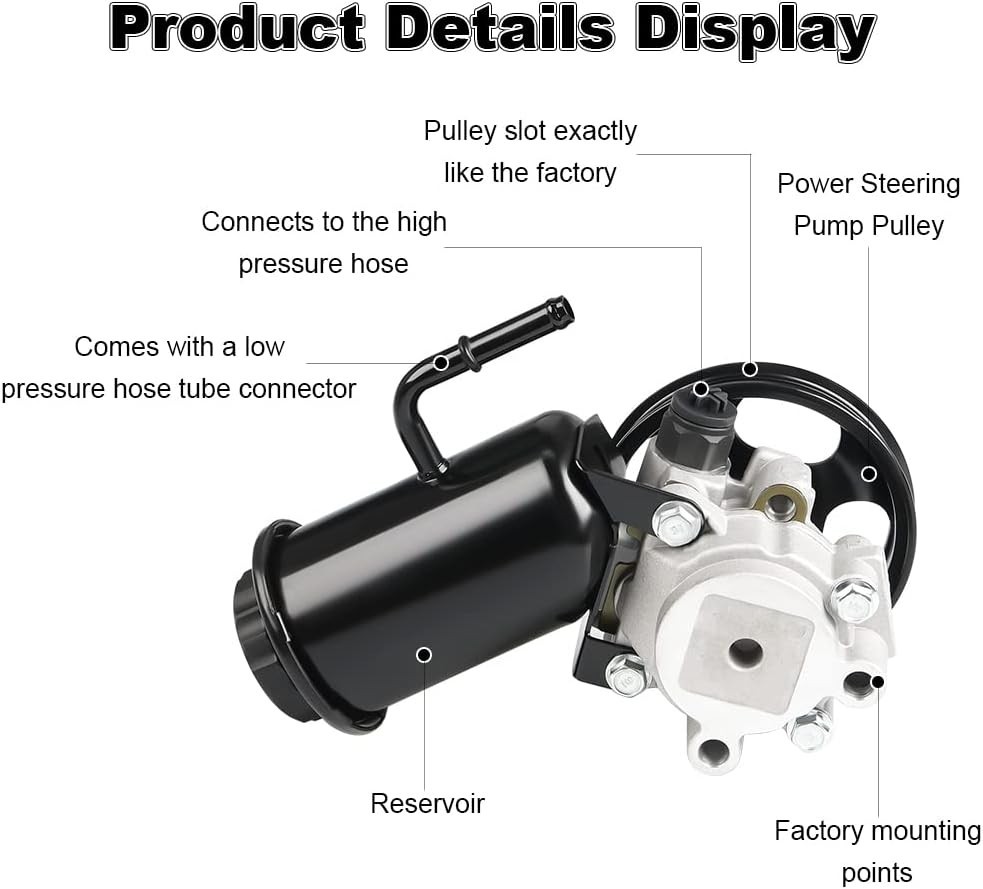 Power Steering Pump with Pulley & Reservoir Compatible with Toyota 4Runner 1996