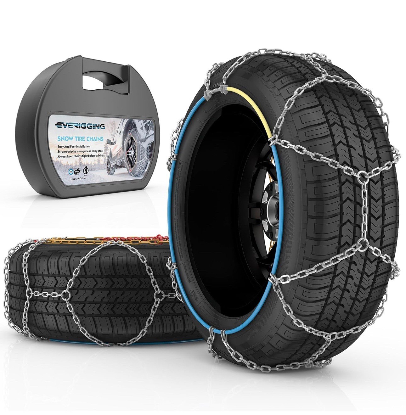Snow Tire Chains for Car SUV Pickup Trucks,Emergency Tire Chain, KN130, Set of 2