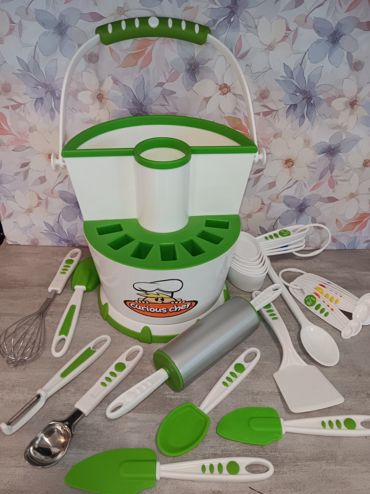 Curious Chef 25 Piece Caddy Set Educational Cooking Supplies Kids Learning