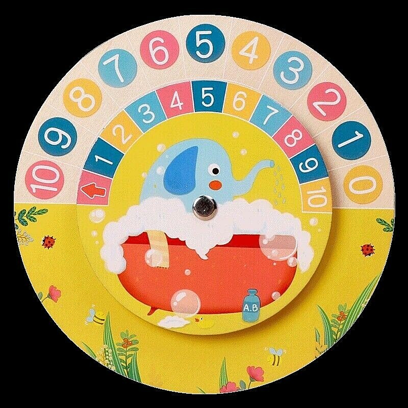 Children Montessori Wooden Math Clock Toys Hour Minute Second Home Teaching Aid.