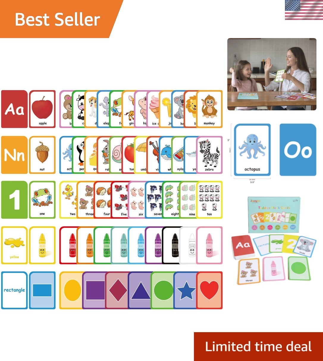 Flash Cards for Toddlers Learning: 54 Double Sides Flashcards for Alphabets, …
