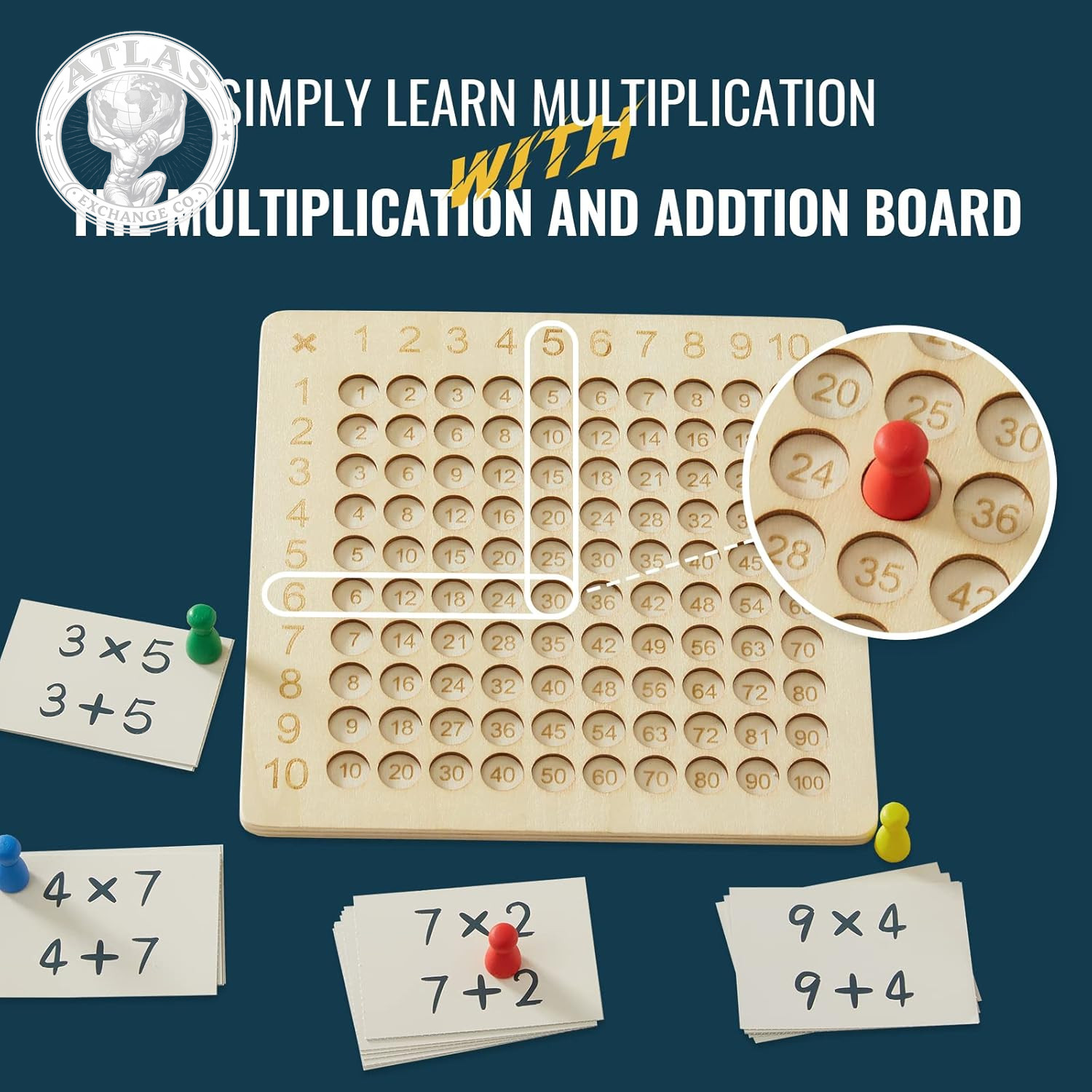 Asweets 2 in 1 Wooden Montessori Multiplication Addition Board Game Montessori T