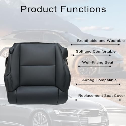 FZJDSD Black Driver & Passenger Side Bottom Microfiber Leather Replacement Seat