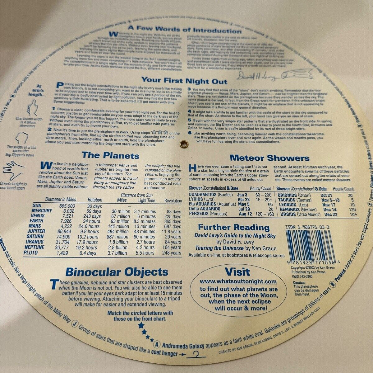 Guide to the Stars Northern Hemisphere David H. Levy’s Circle Chart 16″