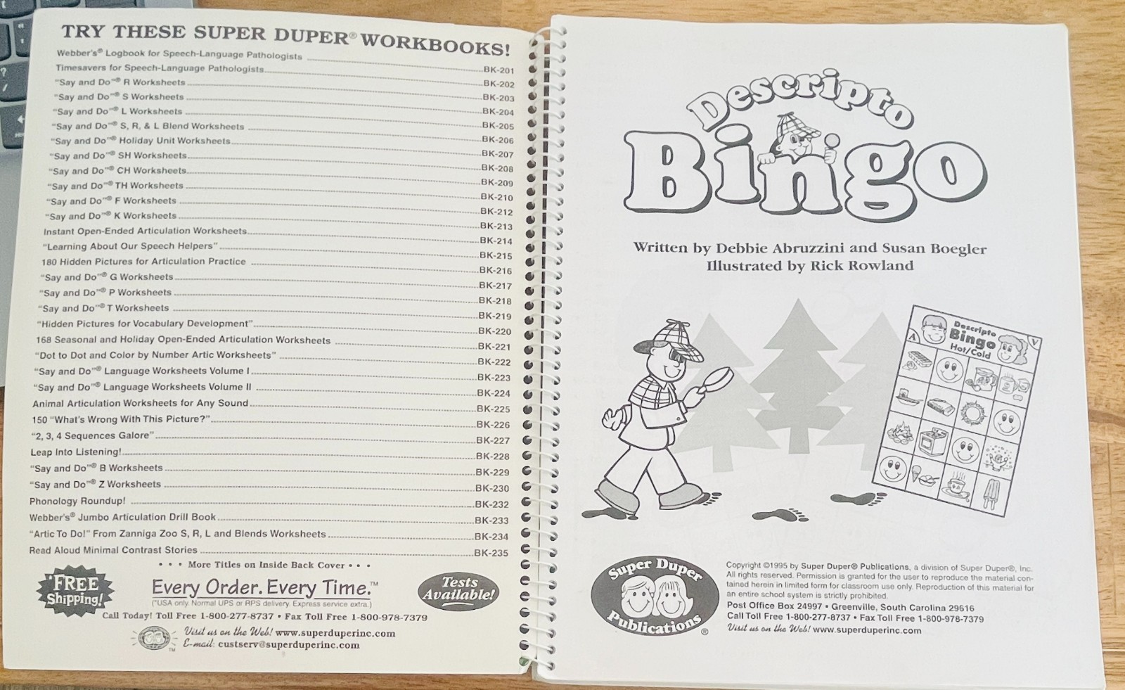 Vintage 1995 Classic Super Duper Descripto Bingo Workbook Education K-12