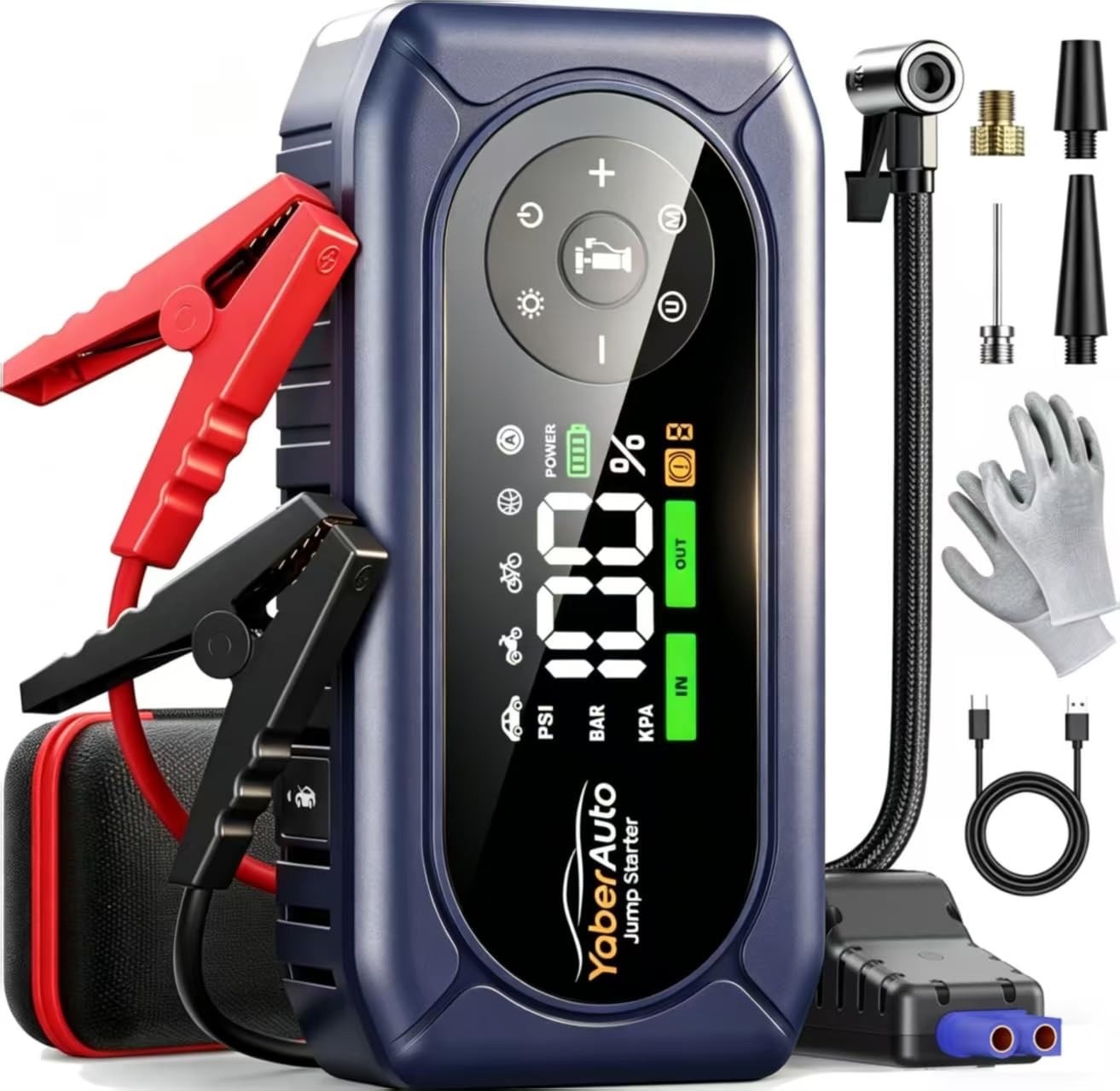 9-in-1 Jump Starter Air Compressor 4500A 150PSI Portable Car Battery Jump NEW US