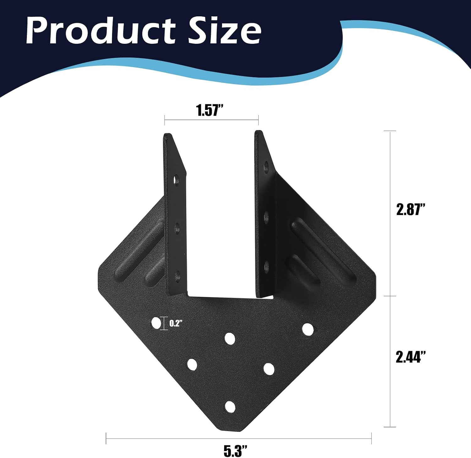 24 Pcs Hurricane Tie,14-Gauge(2Mm) Heavy Duty Joist Hangers,Black Powder Coating