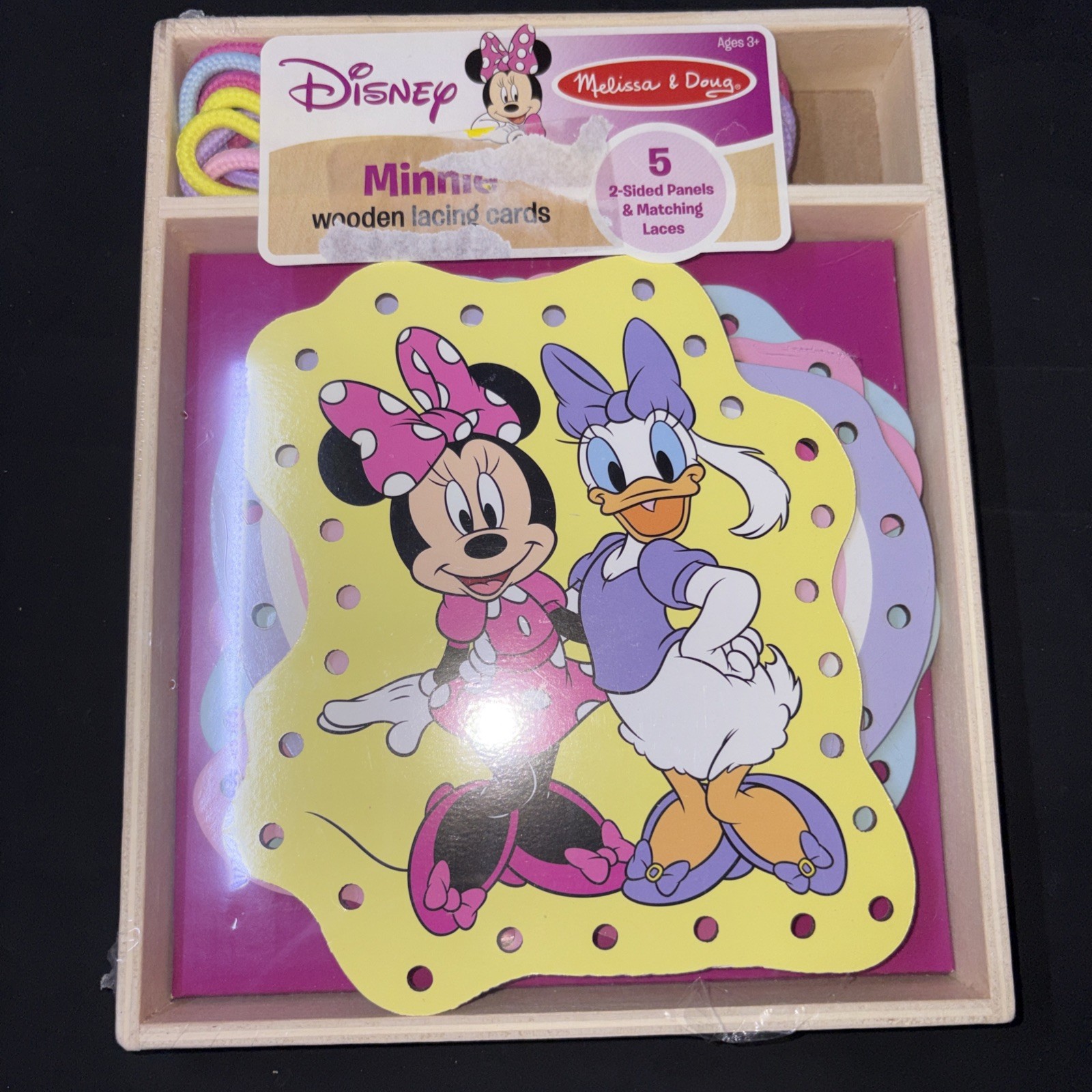 NEW Disney Melissa & Doug Mickey Mouse & Friends Minnie Wooden Lacing Cards Set