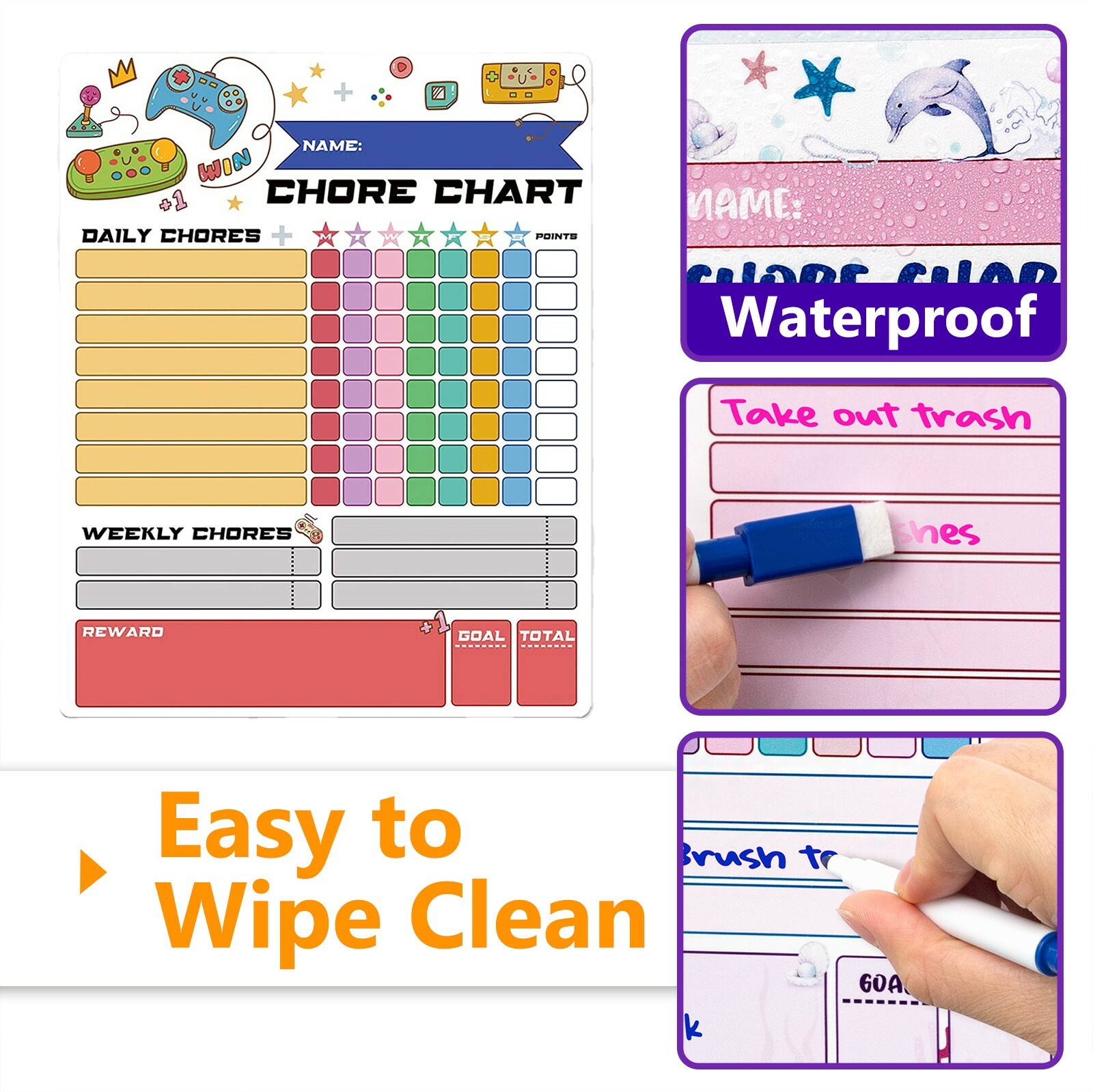 Video Game Theme Chore Chart, Magnetic Reward Chart for Kids