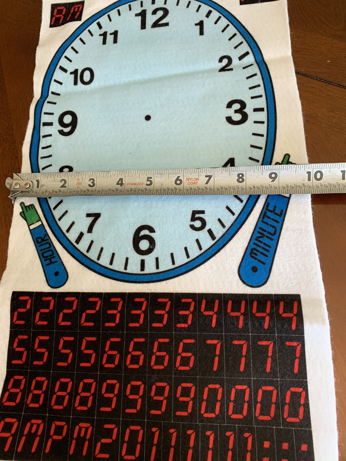 Felt Clock Storyteller Educational Analog & Digital Learn To Tell Time Clock